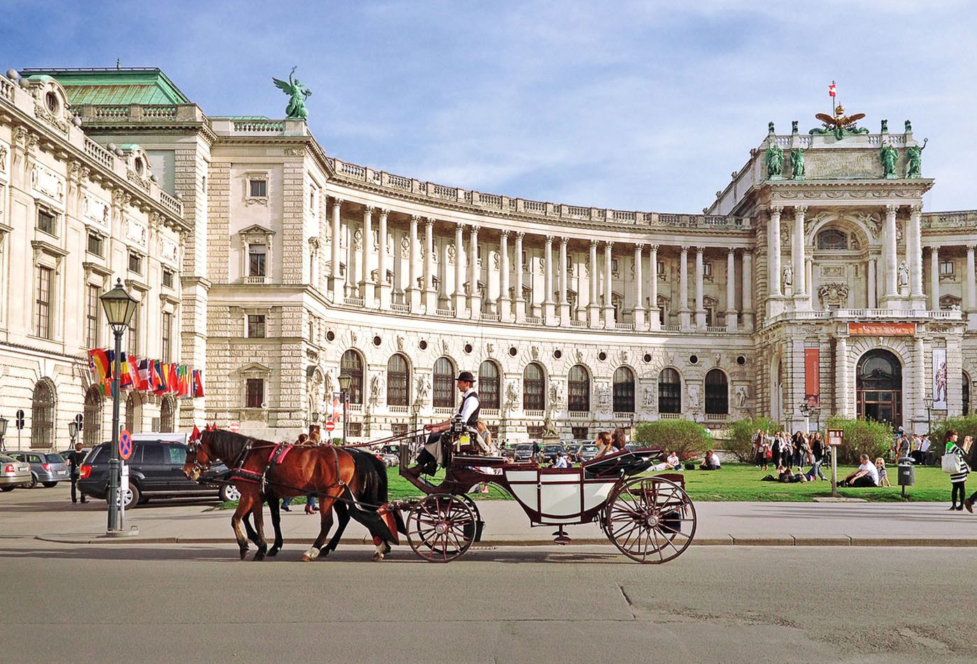 Hofburg palace and square view
